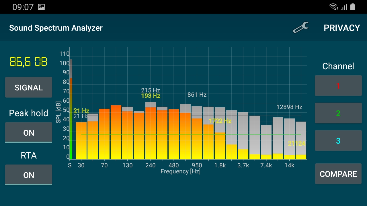 اسکرین شات 2 برنامه Sound Spectrum Analyzer