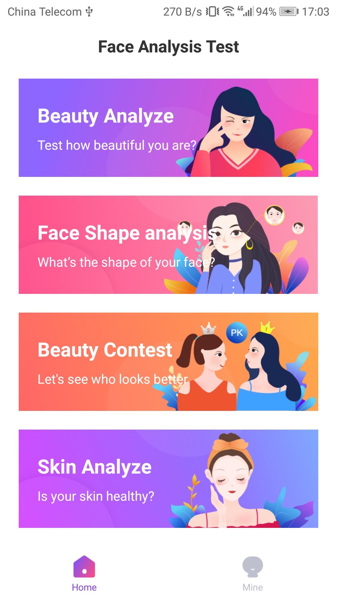 اسکرین شات 1 برنامه Face Analysis Test - Beauty&Sk