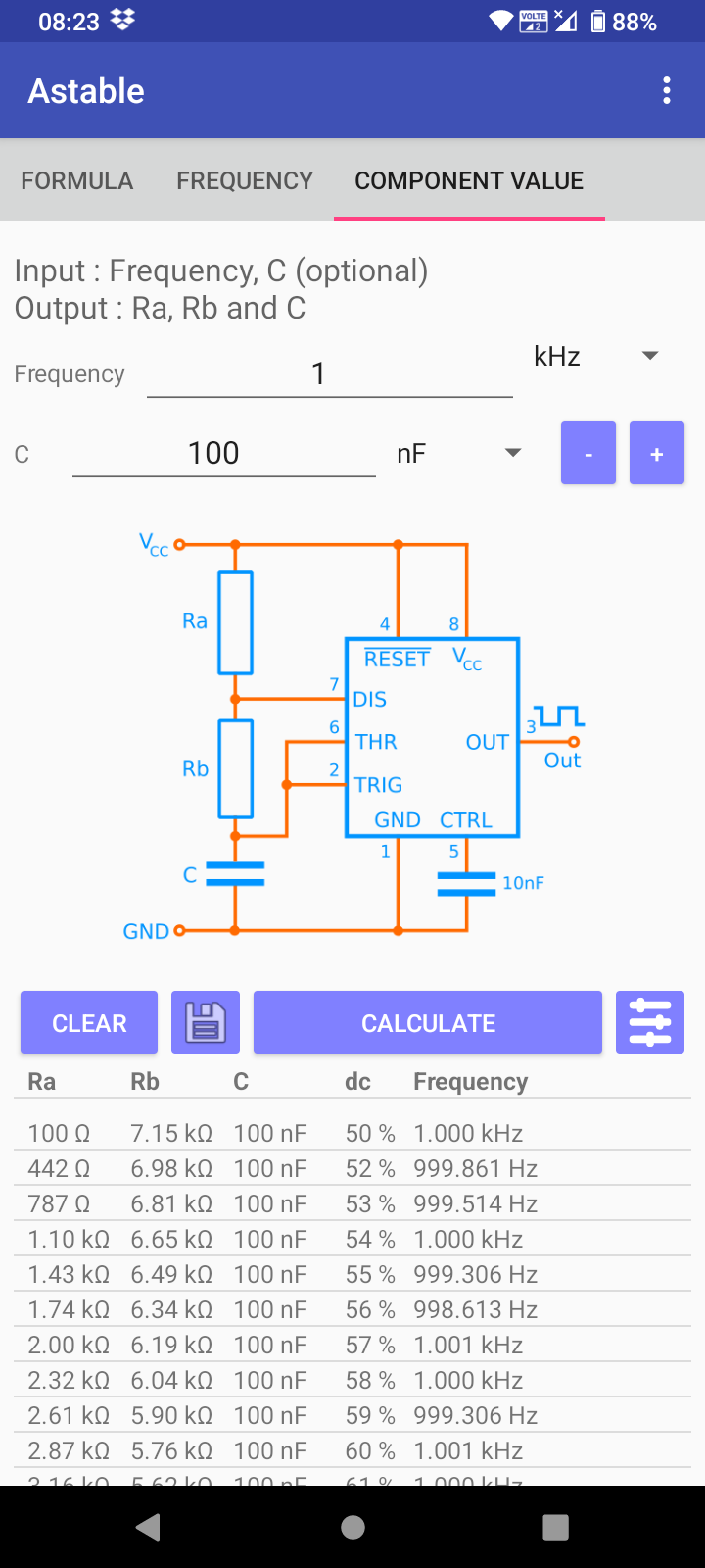 اسکرین شات 2 برنامه Timer IC 555 Calculator