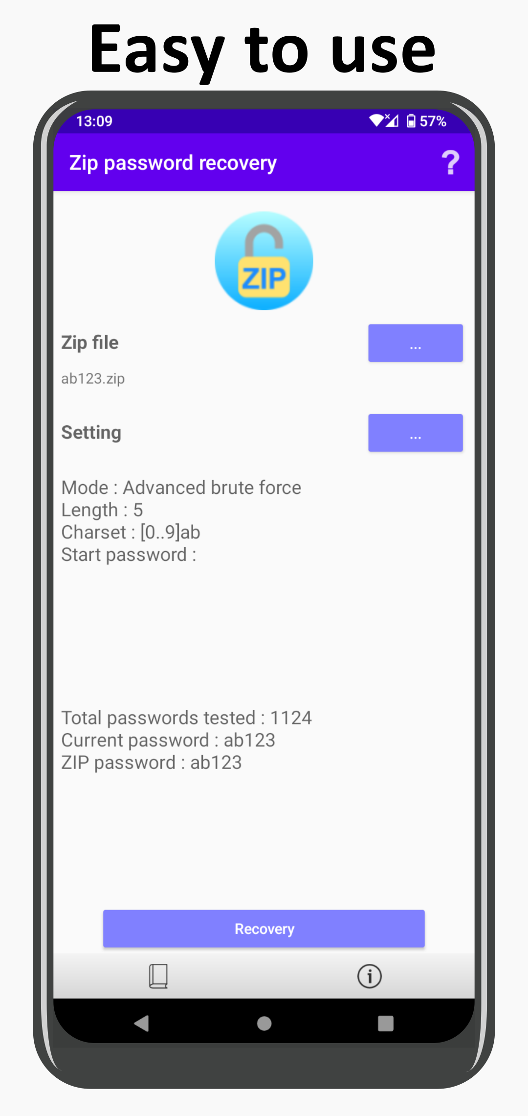 اسکرین شات 1 برنامه ZIP password recovery