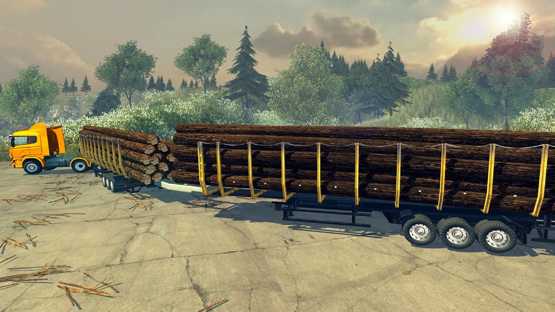 اسکرین شات 5 بازی Long Trailer Truck Wood Cargo