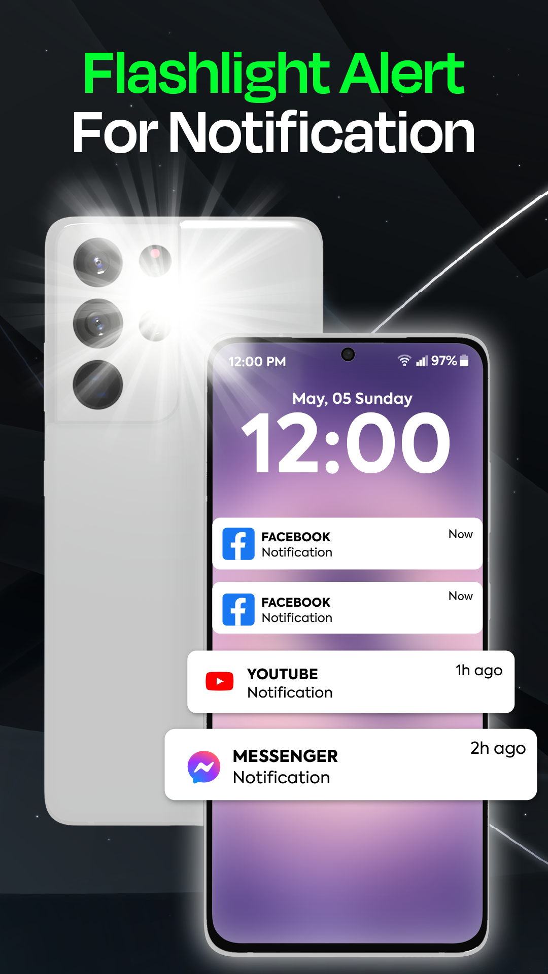 اسکرین شات 3 برنامه LED Flashlight - Flash Alert