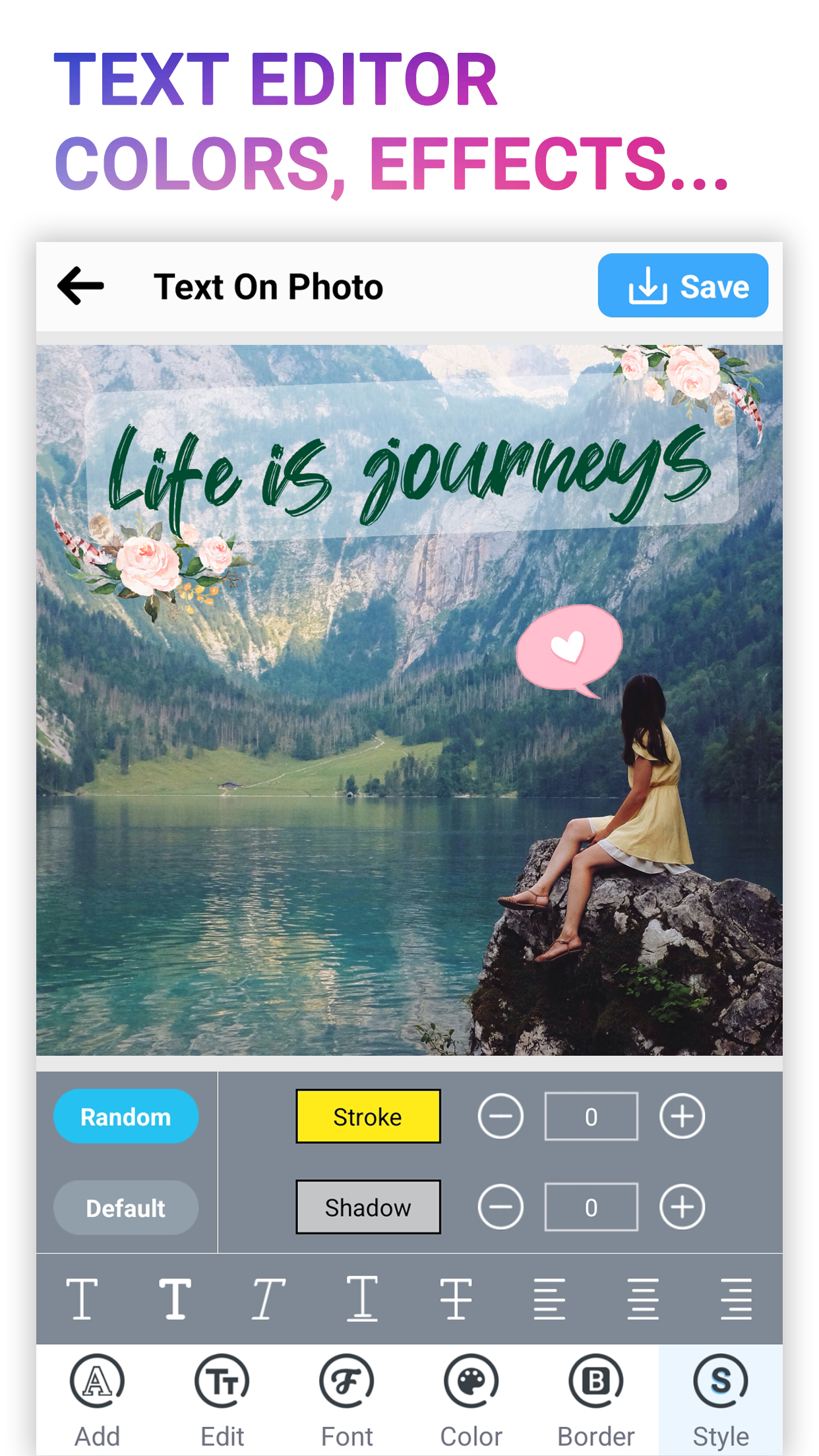 اسکرین شات 2 برنامه Text On Photo: Add Text Editor