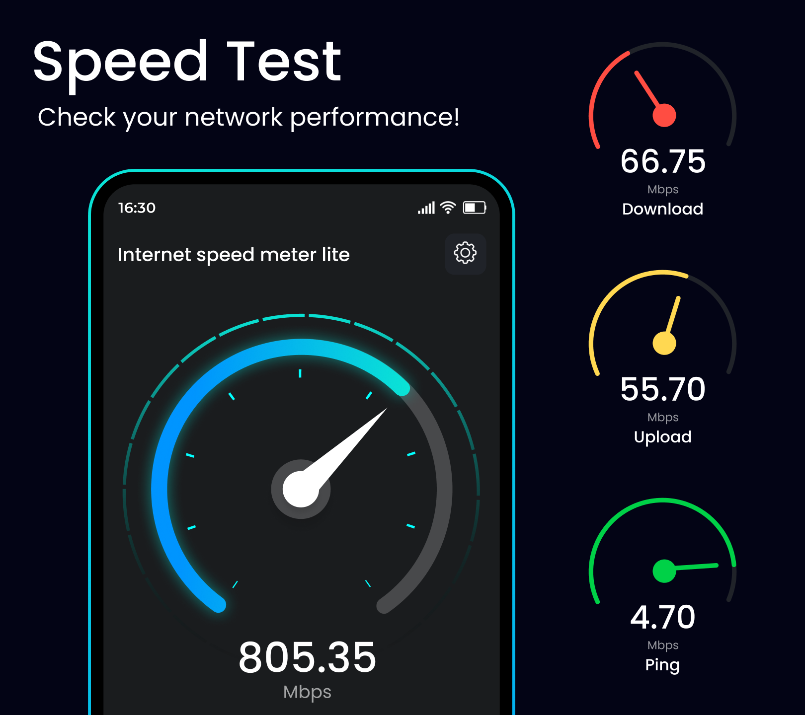 اسکرین شات 1 برنامه Internet Speed Meter