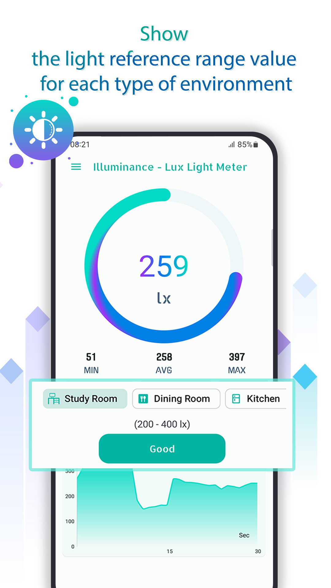 اسکرین شات 3 برنامه Illuminance - Lux Light Meter