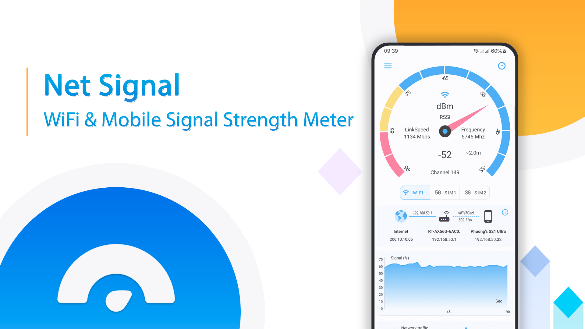 اسکرین شات 1 برنامه Net Signal: WiFi & 5G Meter