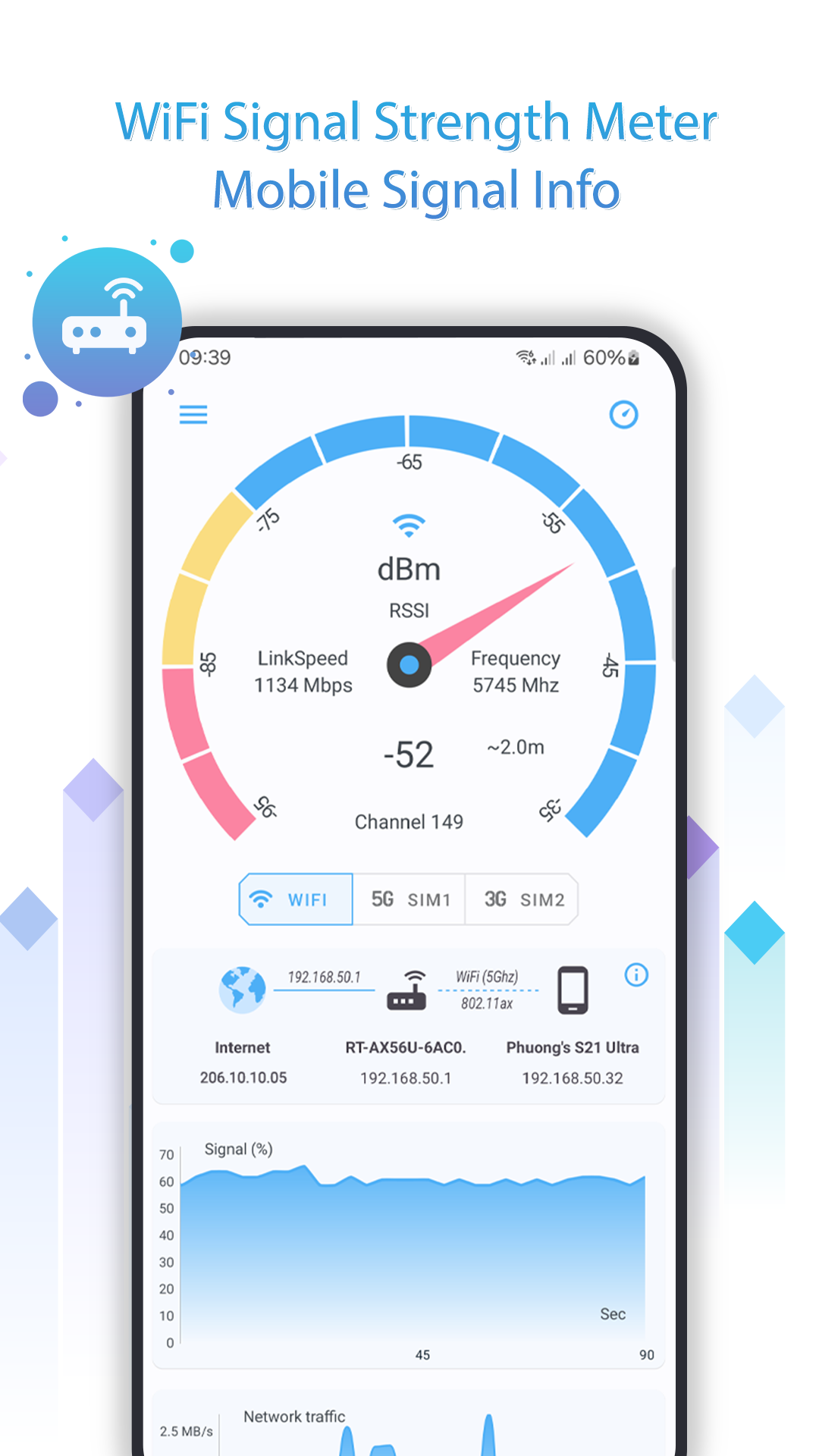 اسکرین شات 2 برنامه Net Signal: WiFi & 5G Meter