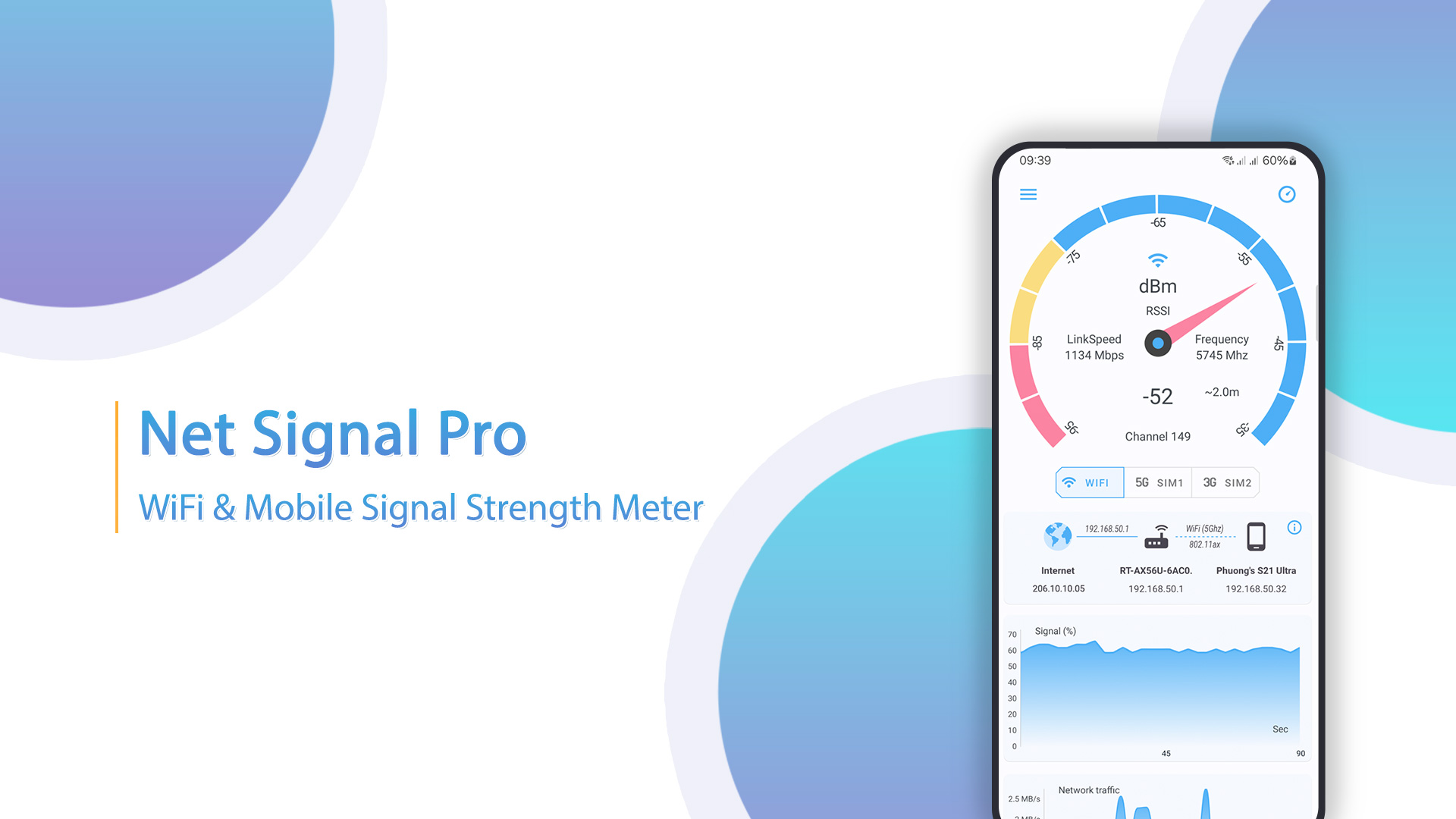 اسکرین شات 1 برنامه Net Signal Pro:WiFi & 5G Meter