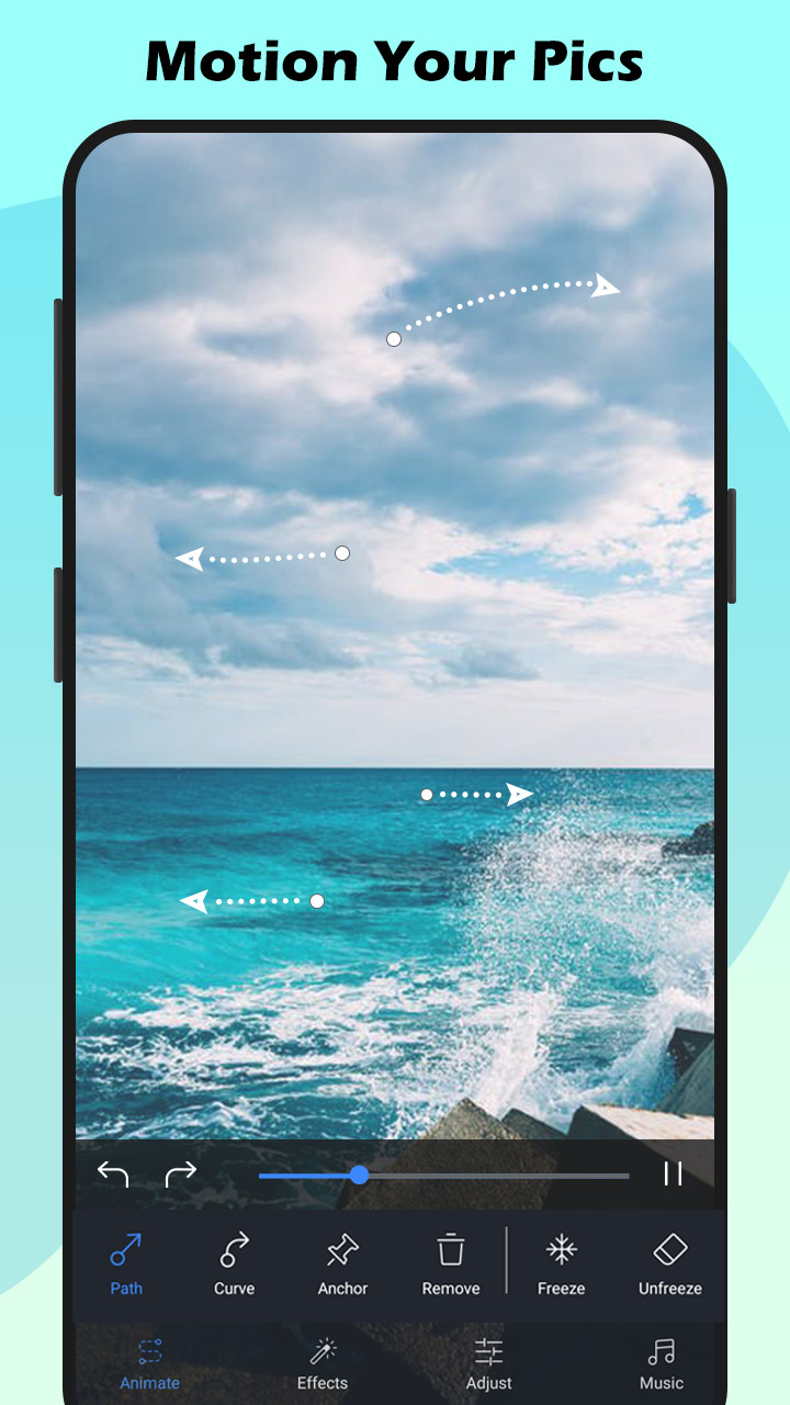 اسکرین شات 1 برنامه Pic Motion: Make Photos Lively