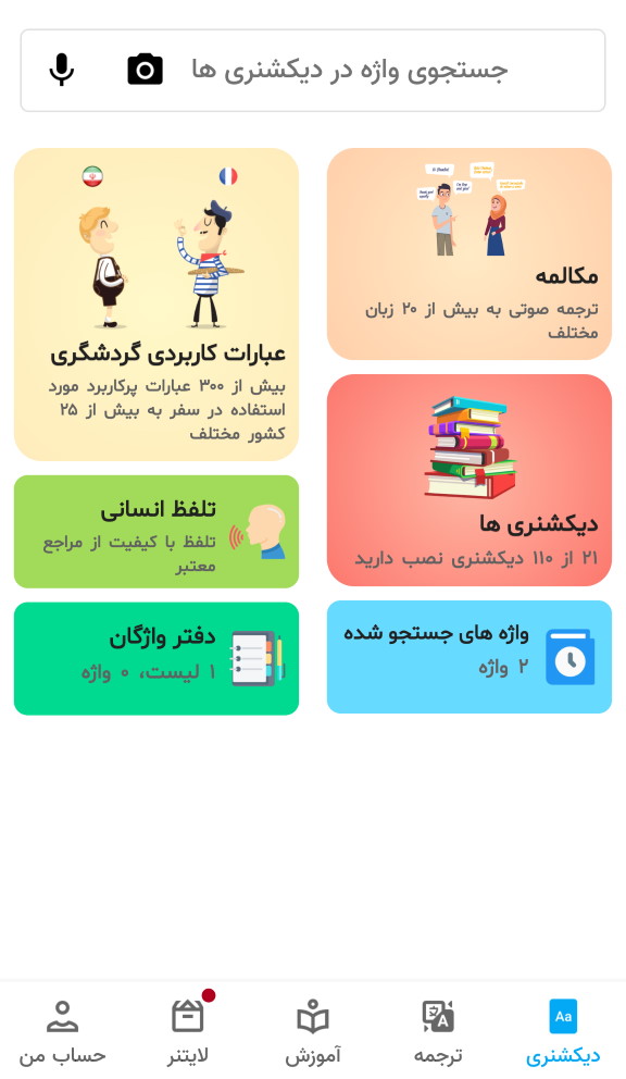 اسکرین شات 1 برنامه دیکشنری و آموزش زبان PICoDIC