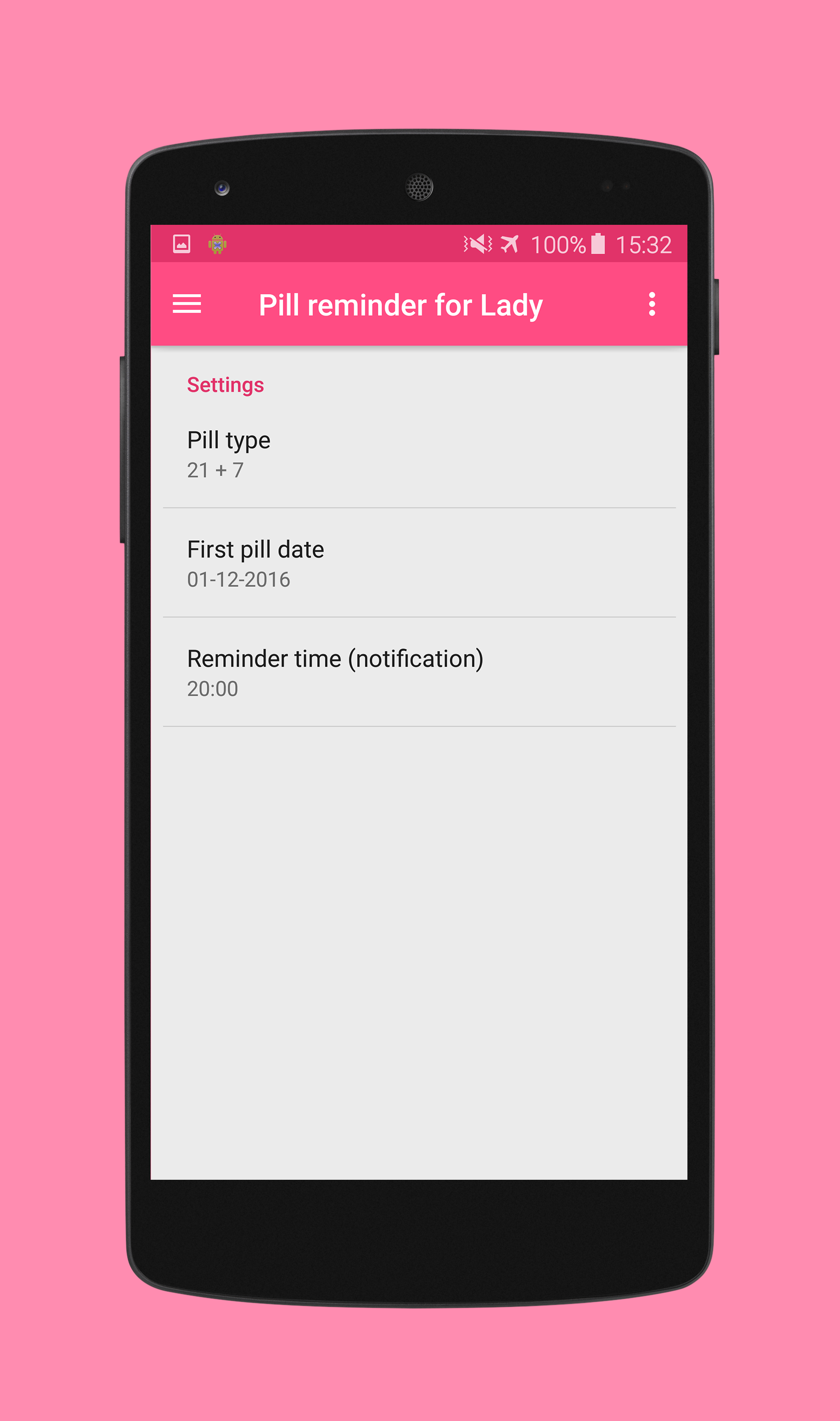 اسکرین شات 3 برنامه Contraceptive pill reminder