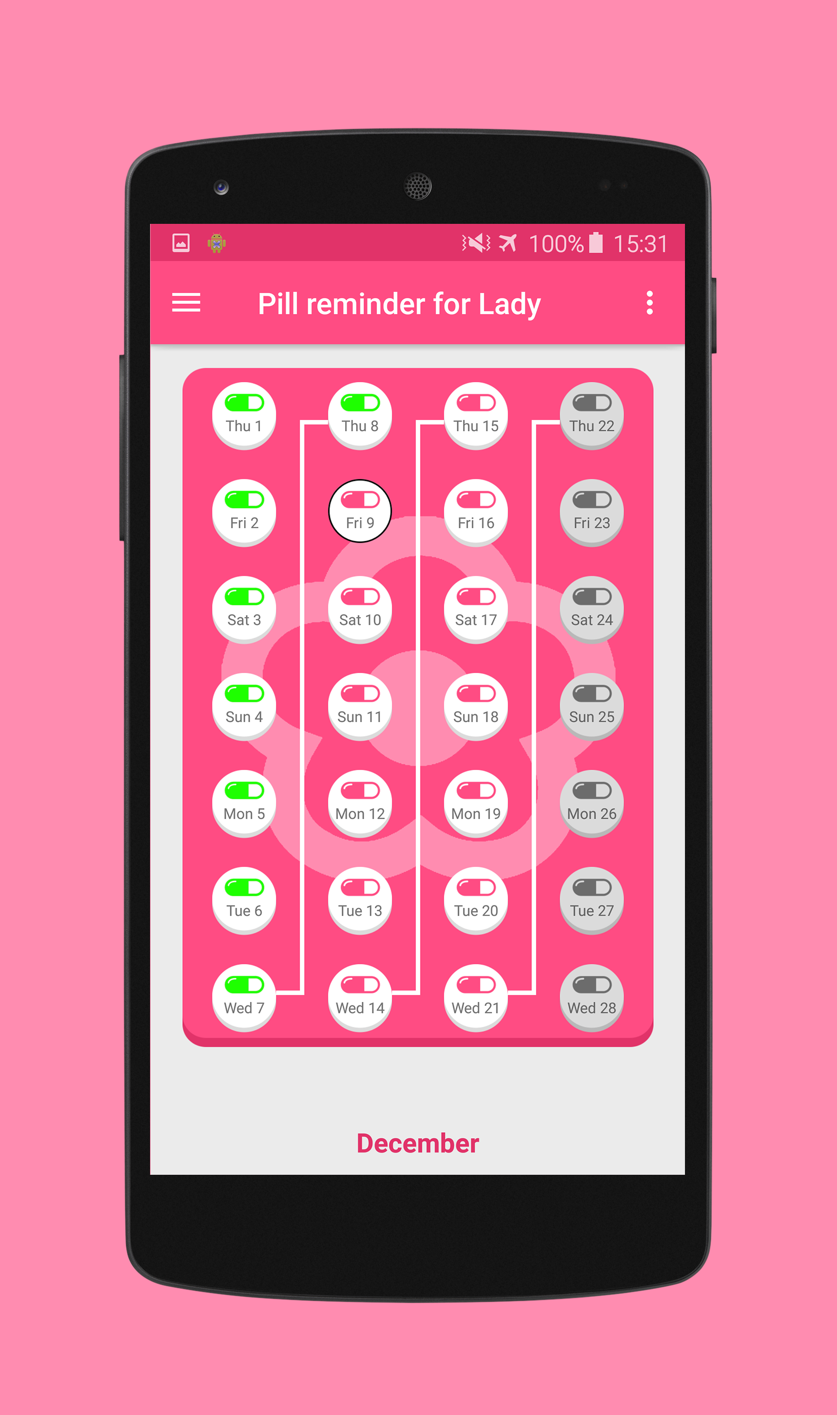 اسکرین شات 1 برنامه Contraceptive pill reminder