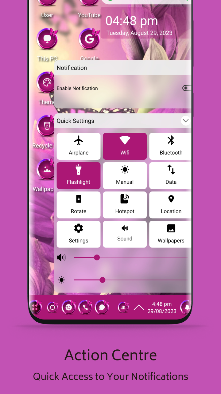 اسکرین شات 2 برنامه Pink Butterfly Stylish Theme