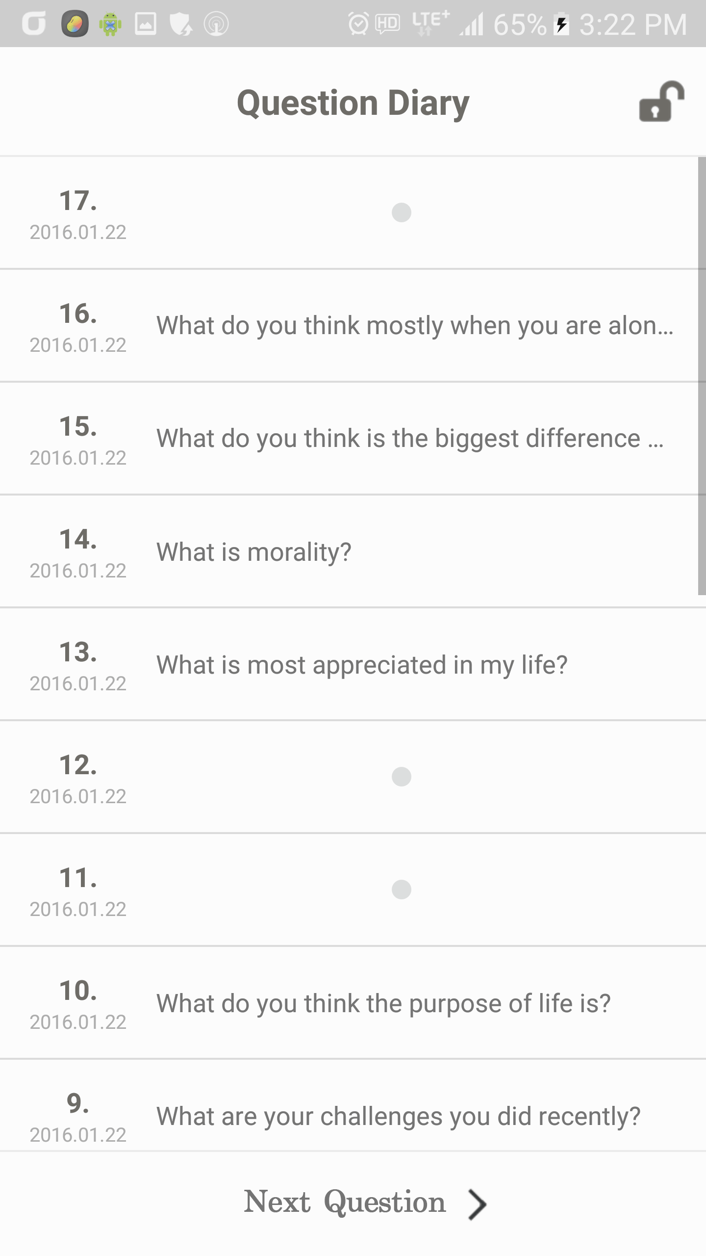 اسکرین شات 2 برنامه Questions Diary