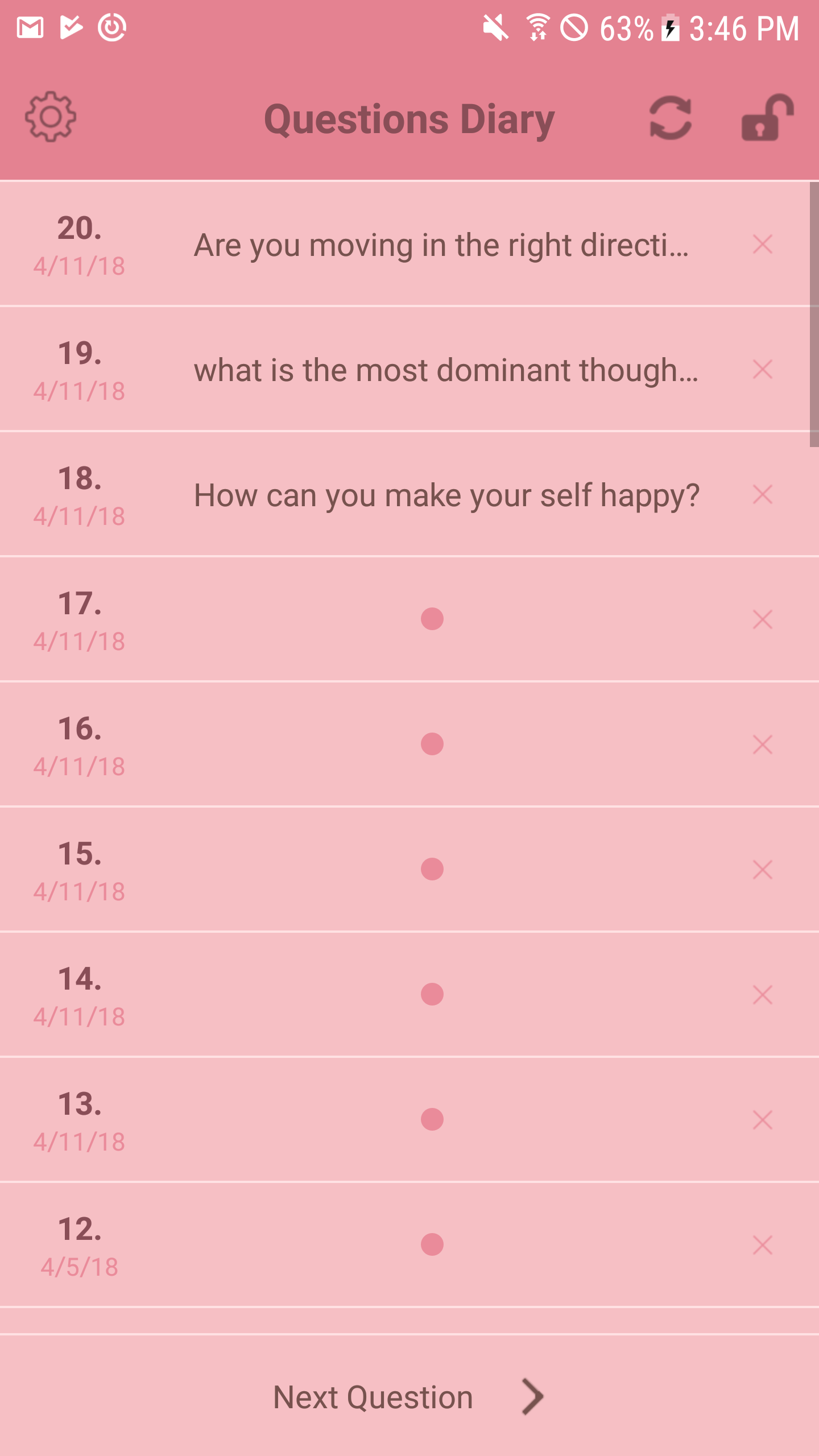 اسکرین شات 3 برنامه Questions Diary