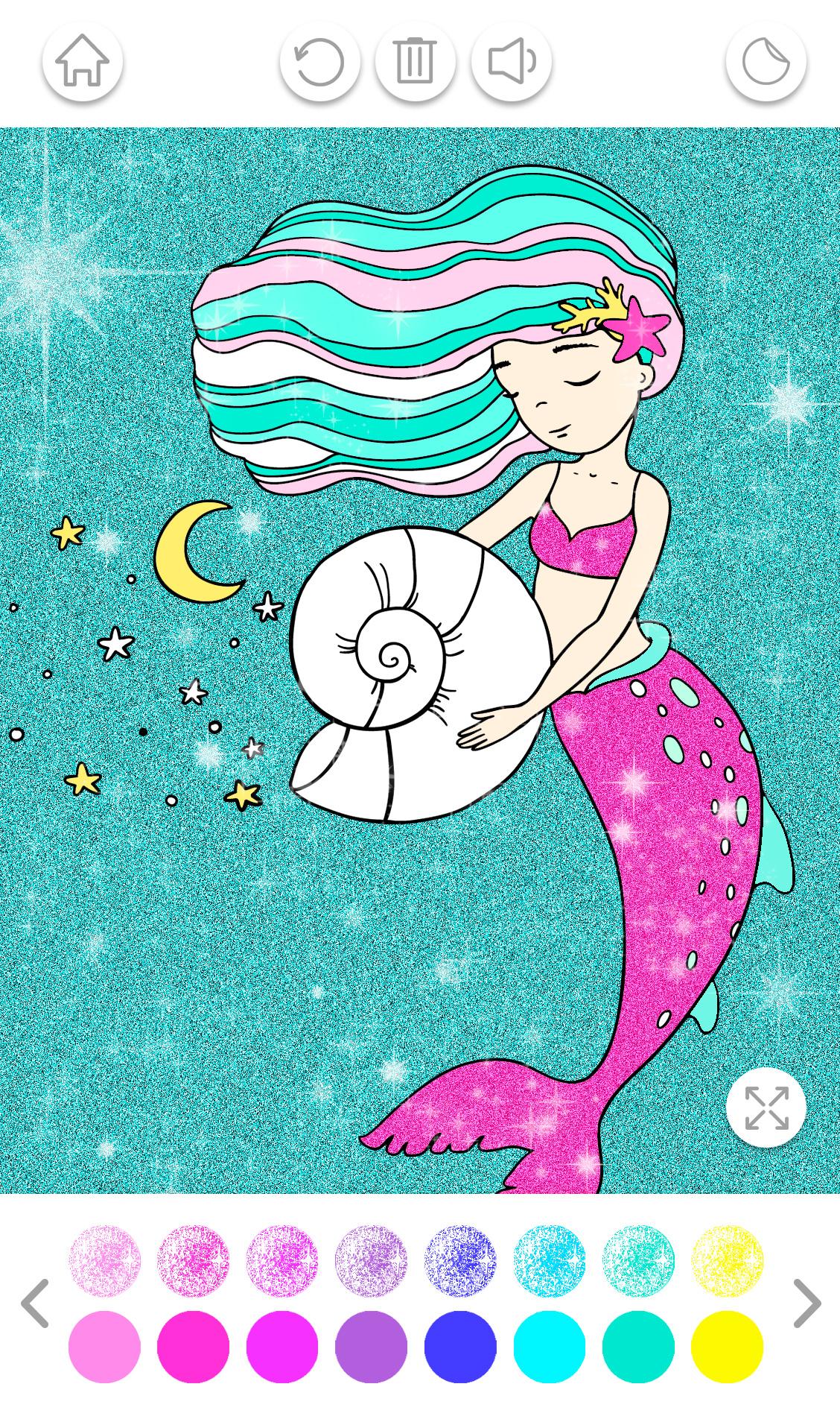 اسکرین شات 2 برنامه Mermaid Coloring Page Glitter