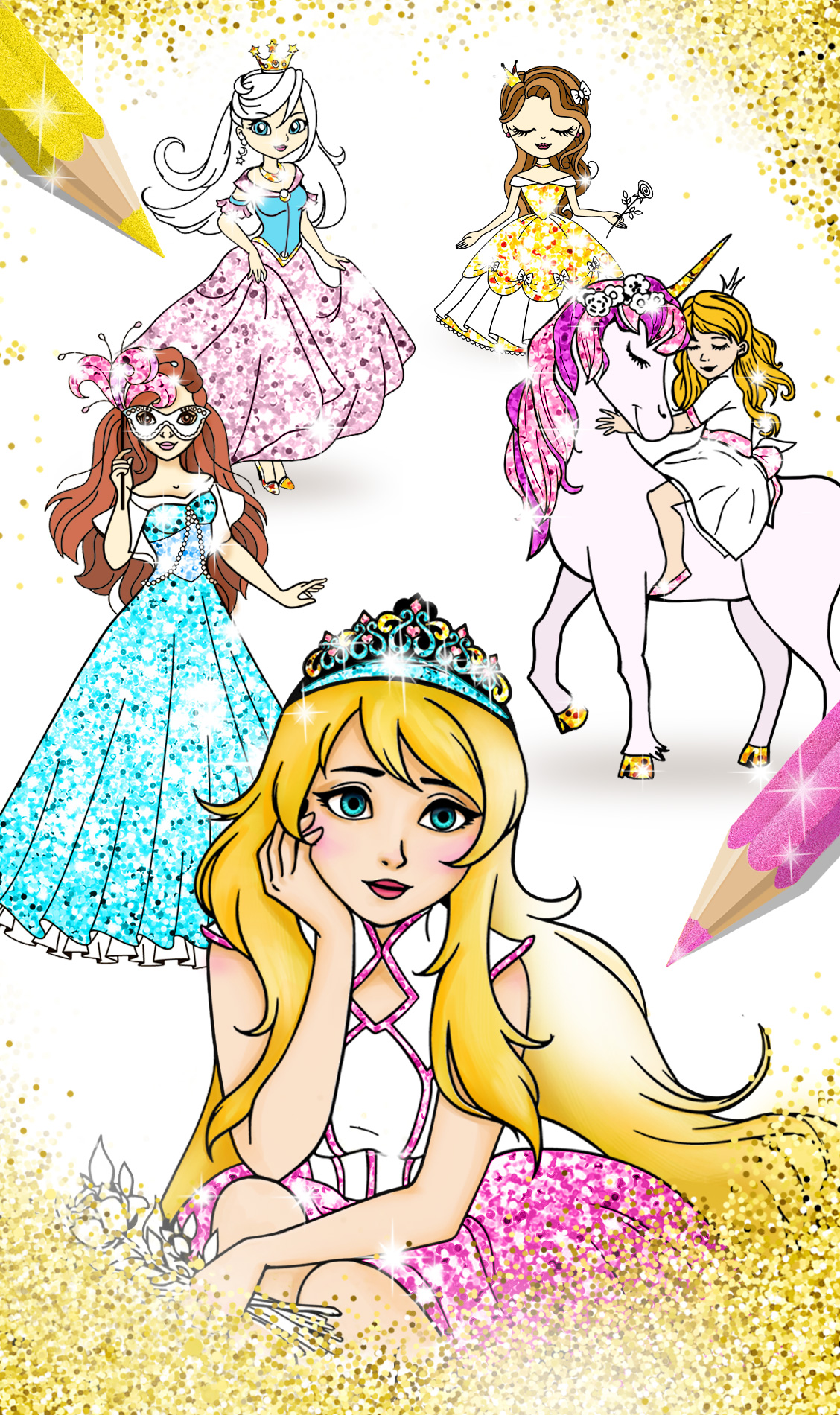 اسکرین شات 1 برنامه Princess Coloring Book Glitter