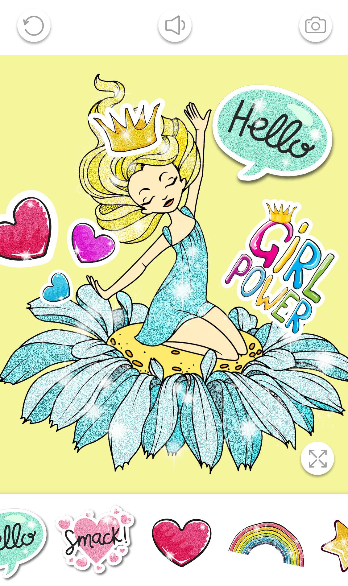 اسکرین شات 5 برنامه Princess Coloring Book Glitter