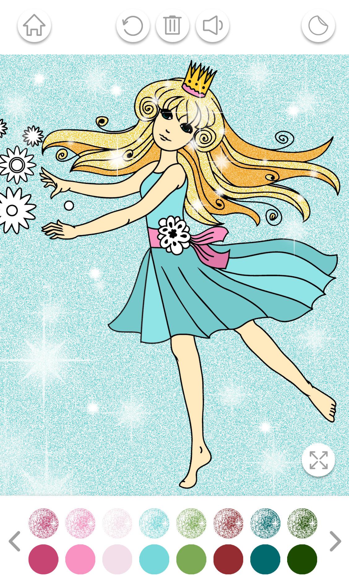اسکرین شات 4 برنامه Princess Coloring Book Glitter
