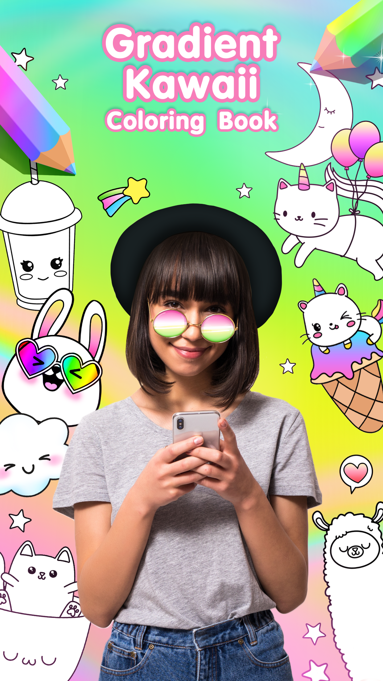 اسکرین شات 1 برنامه Gradient Kawaii Coloring Book