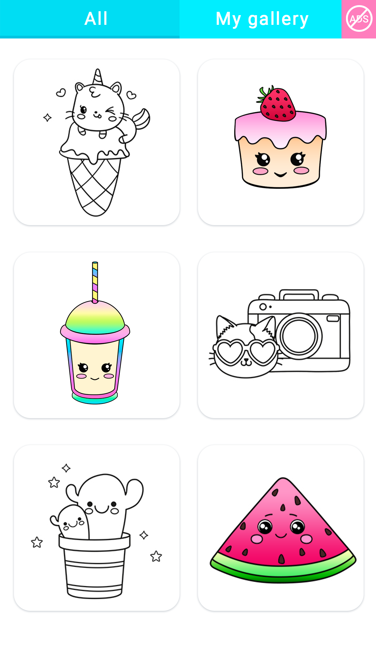 اسکرین شات 3 برنامه Gradient Kawaii Coloring Book