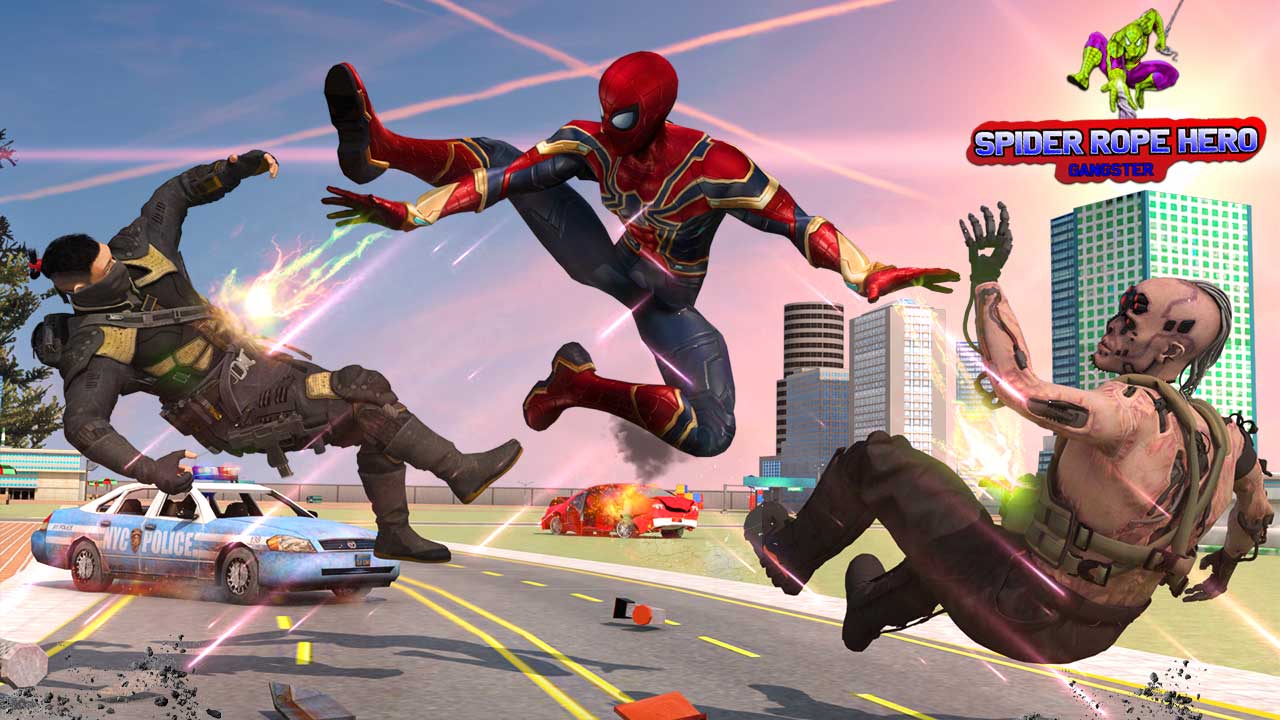 اسکرین شات 4 بازی Spider Rope Hero Man Gangster Crime City Battle