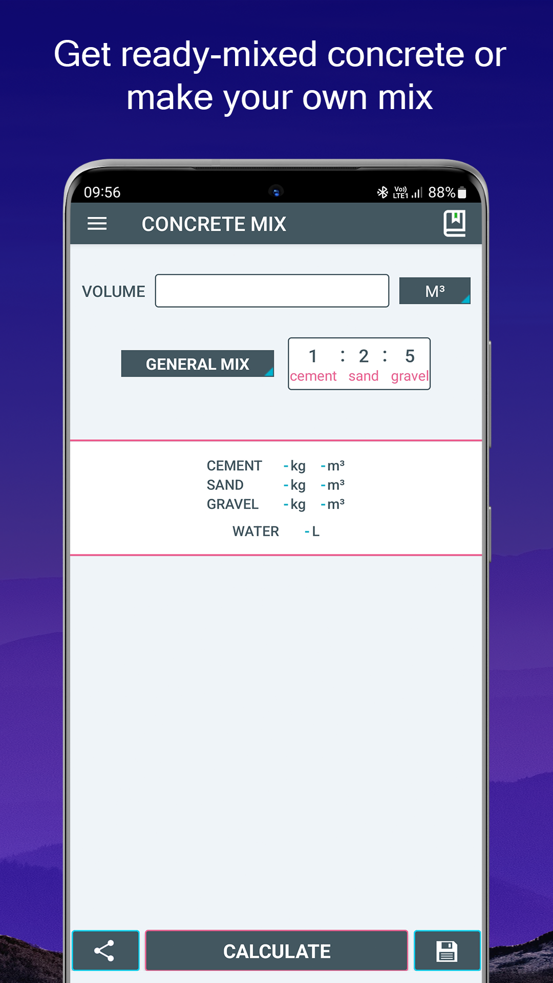 اسکرین شات 3 برنامه Concrete Calculator