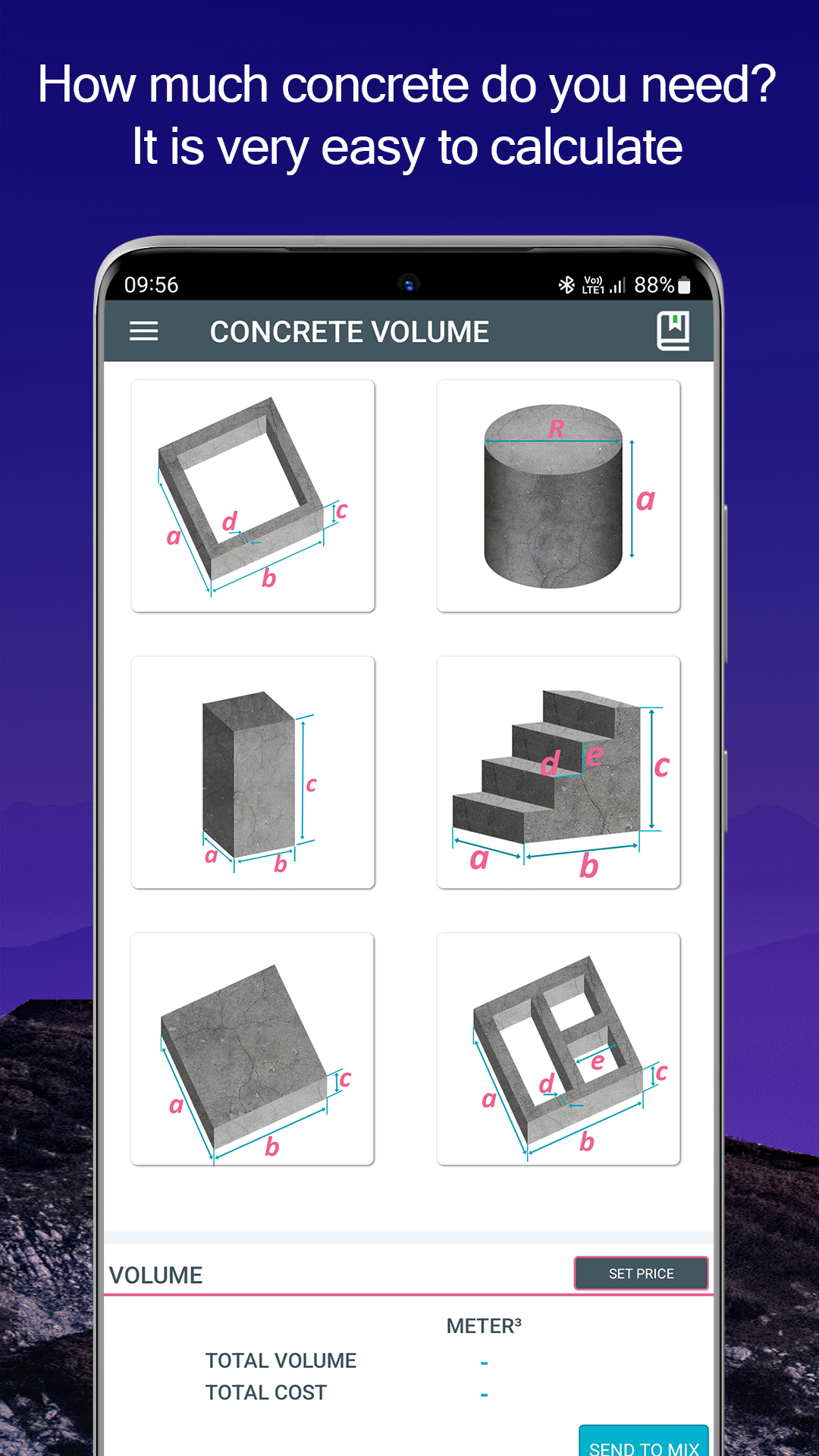 اسکرین شات 1 برنامه Concrete Calculator