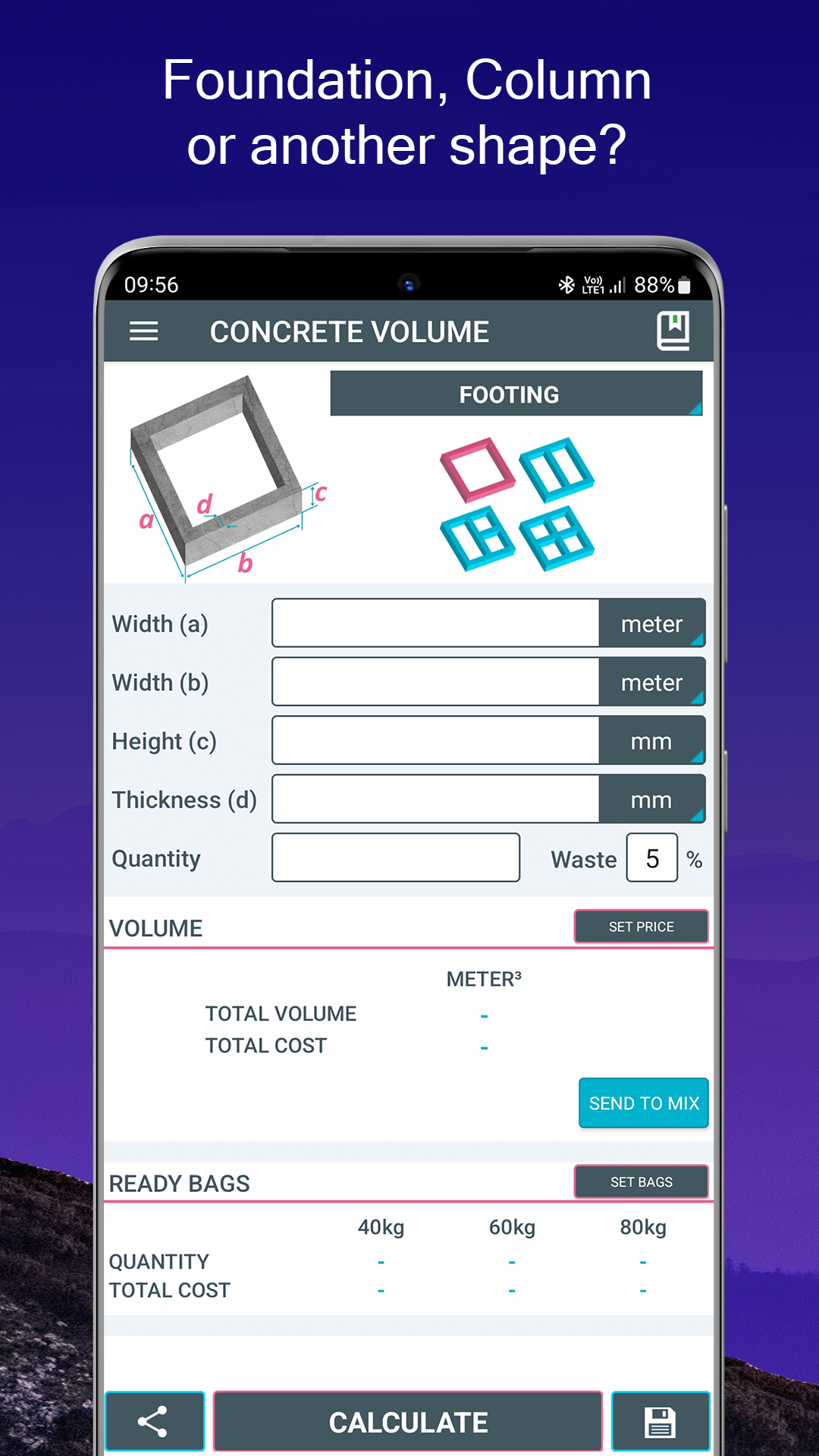 اسکرین شات 2 برنامه Concrete Calculator