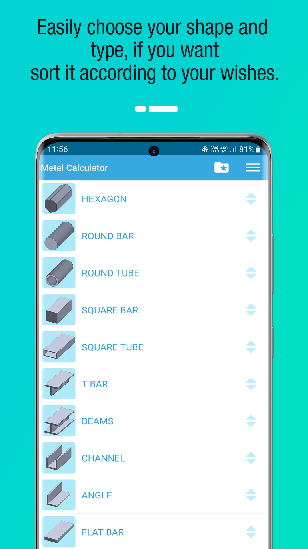 اسکرین شات 3 برنامه Metal Weight Calculator