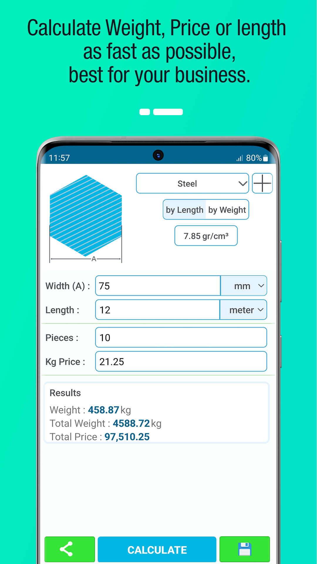 اسکرین شات 4 برنامه Metal Weight Calculator