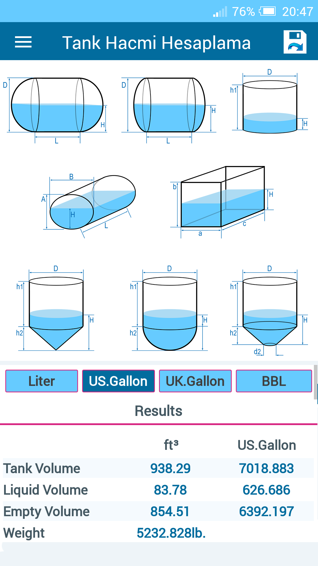 اسکرین شات 4 برنامه Tank Volume
