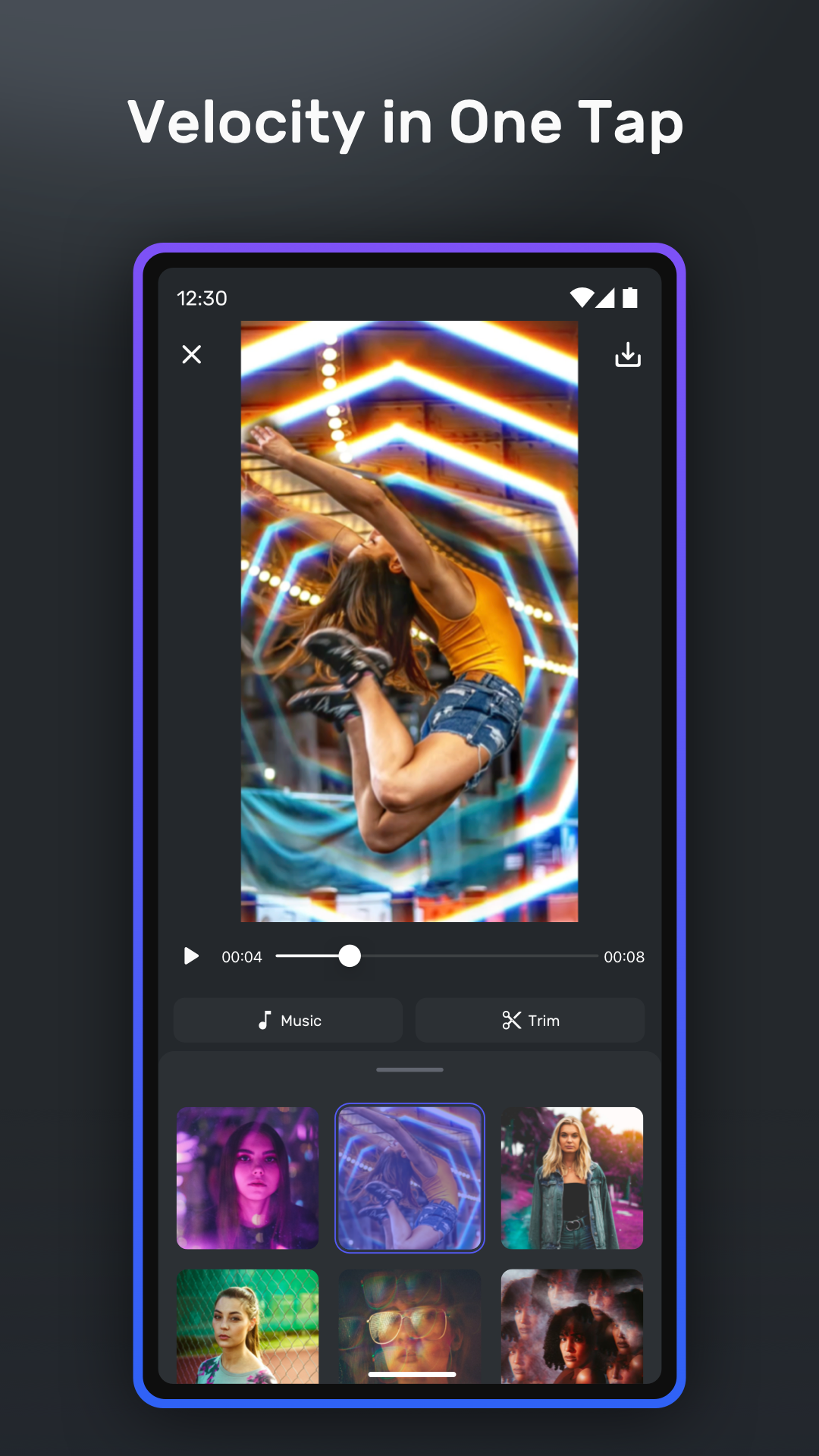 اسکرین شات 1 برنامه Velomingo: Velocity Edit Maker