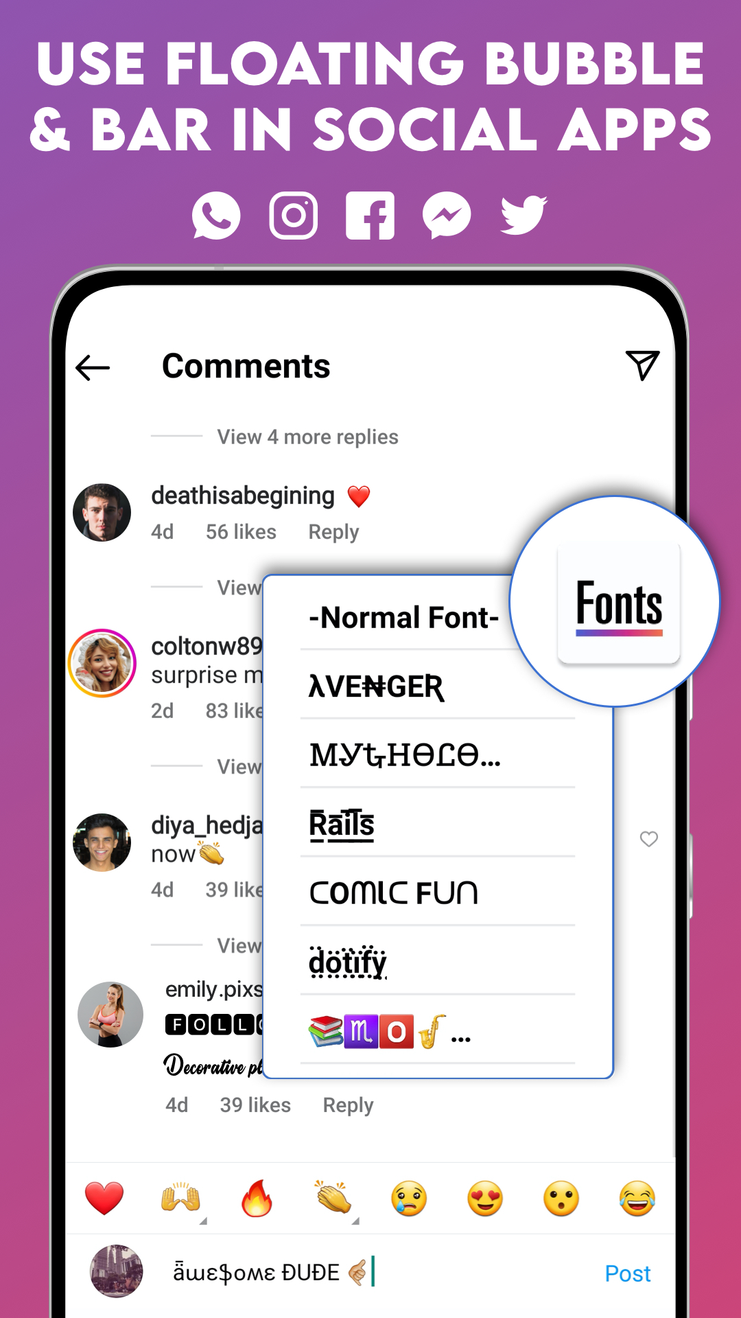 اسکرین شات 2 برنامه Cool Fonts & Keyboard for Bio