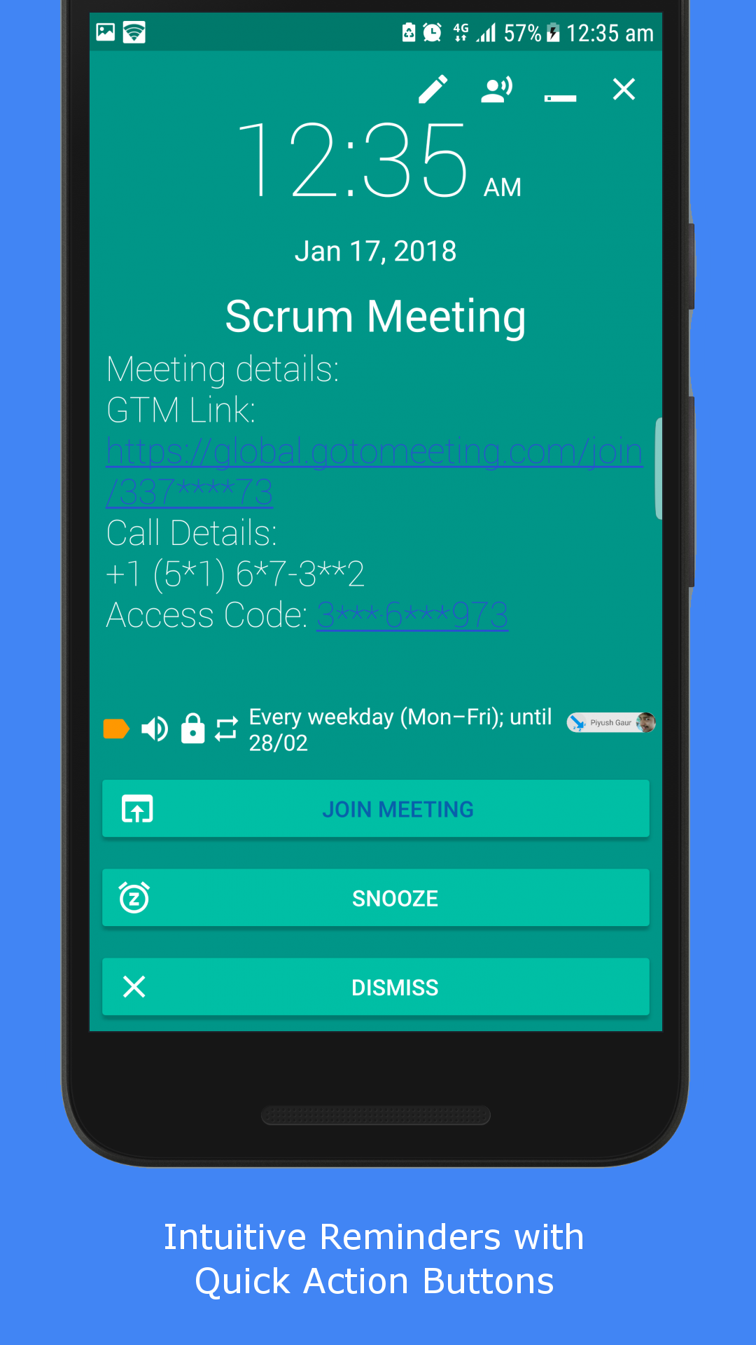 اسکرین شات 4 برنامه Pi Reminder: Tasks & Alarms