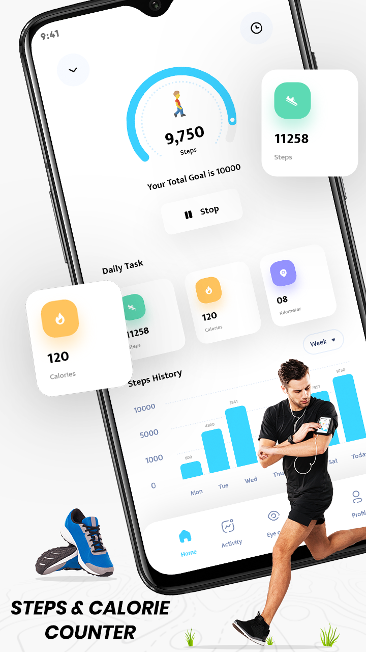 اسکرین شات 1 برنامه Step Counter & Calorie Counter