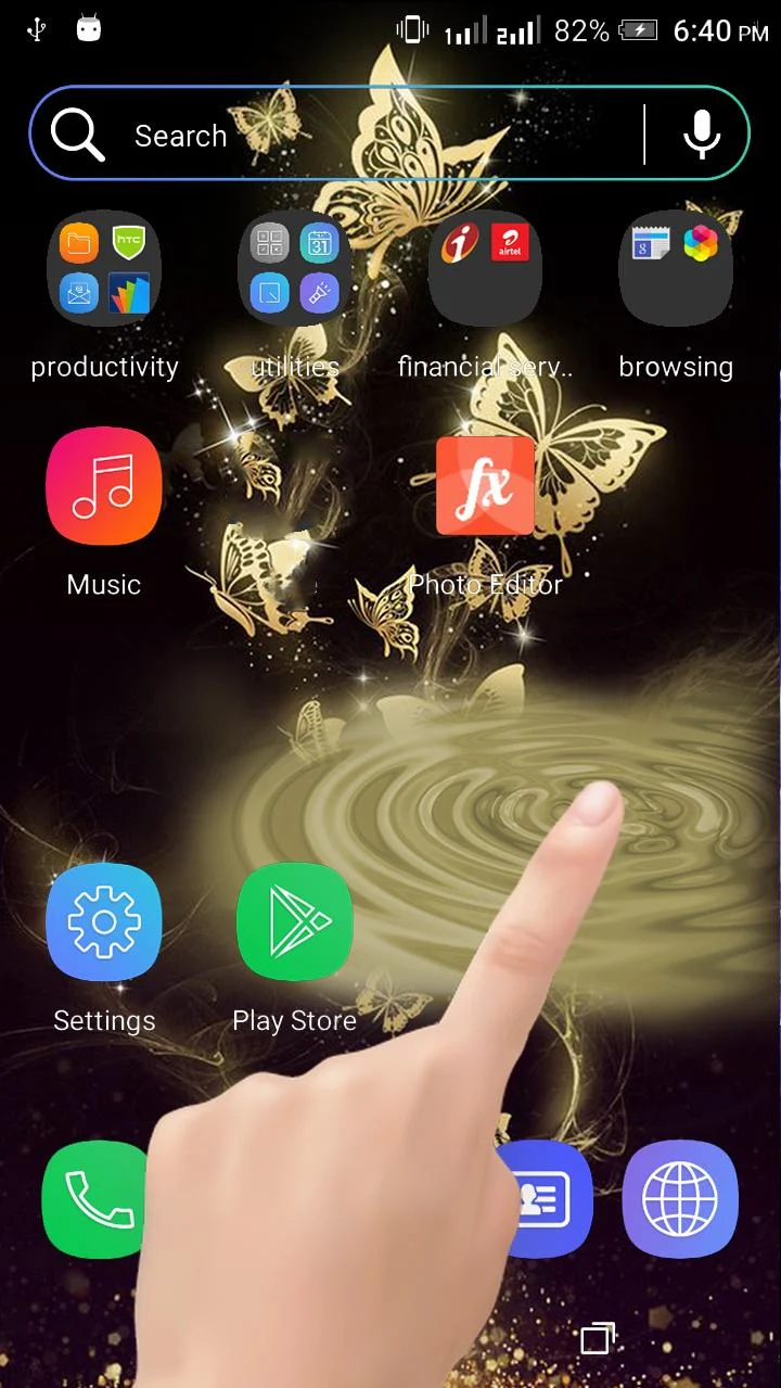 اسکرین شات 2 برنامه Gold Butterfly Water LWP