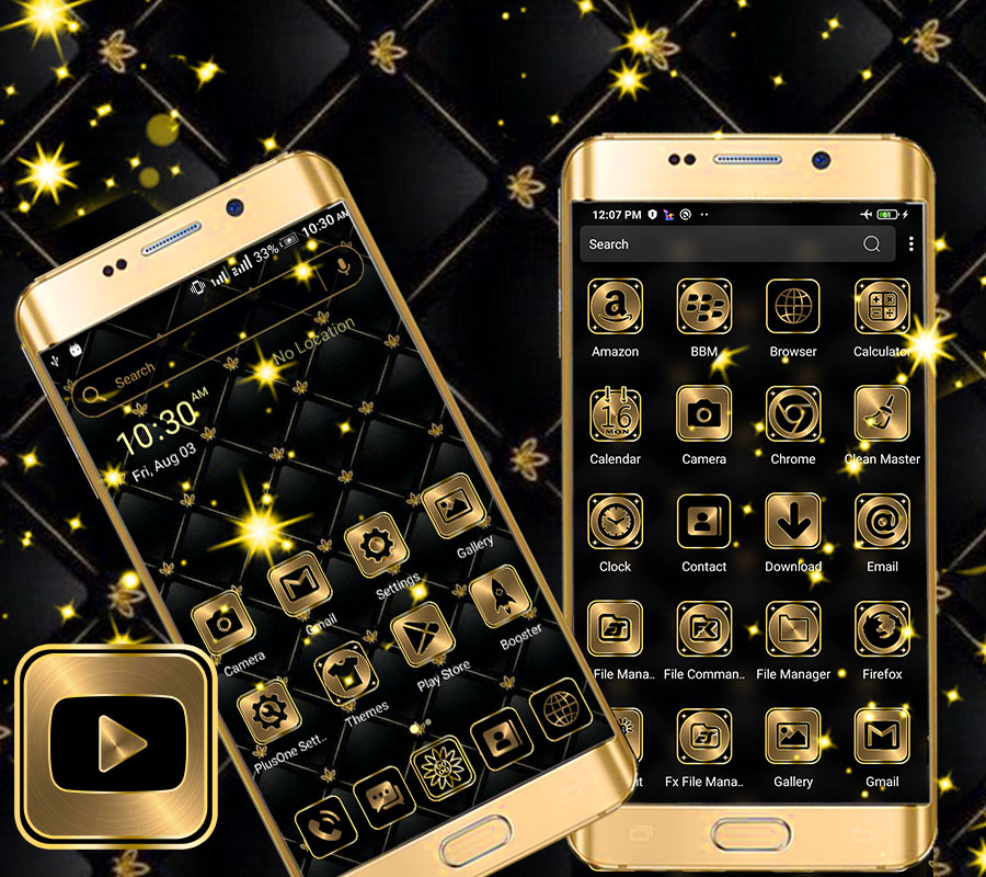 اسکرین شات 1 برنامه Gold Black Launcher Theme