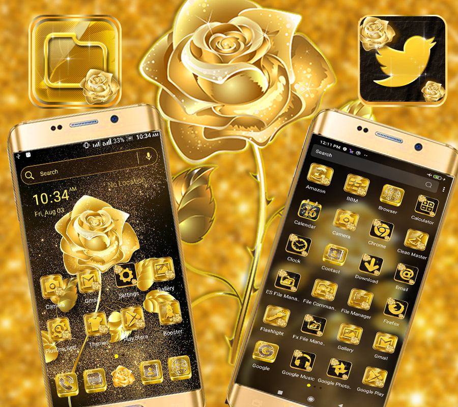 اسکرین شات 3 برنامه Golden Rose Launcher Theme