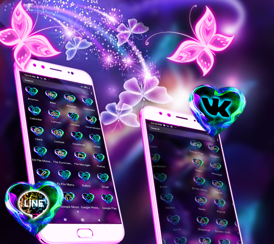 اسکرین شات 2 برنامه Neon ButterFly Launcher Theme