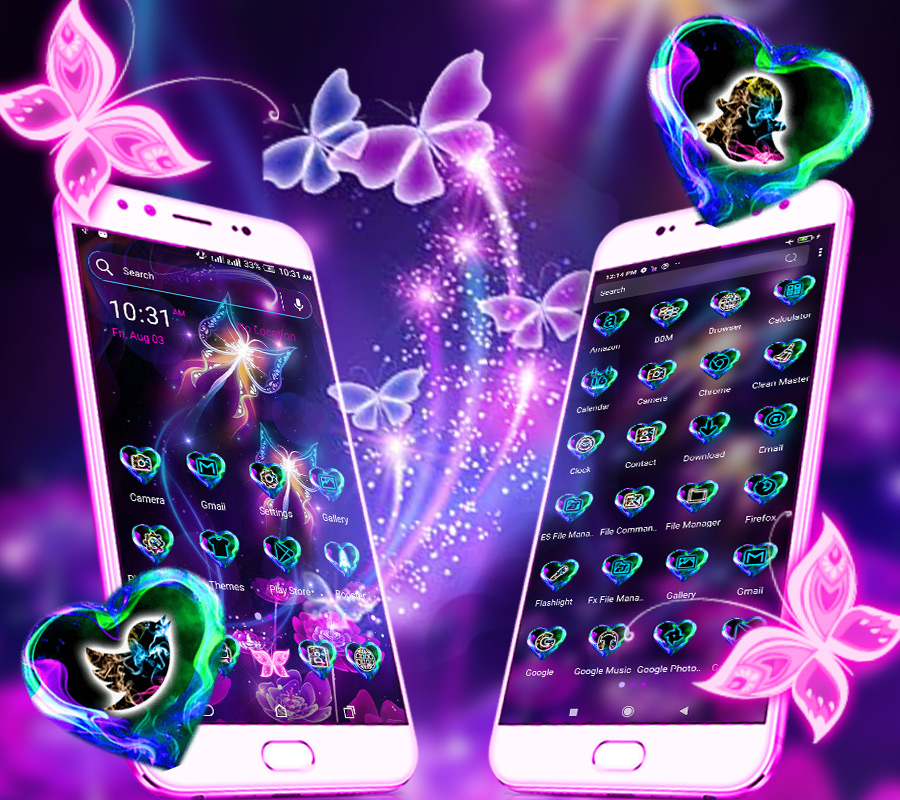 اسکرین شات 1 برنامه Neon ButterFly Launcher Theme