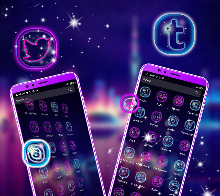 اسکرین شات 2 برنامه Neon City Launcher Theme
