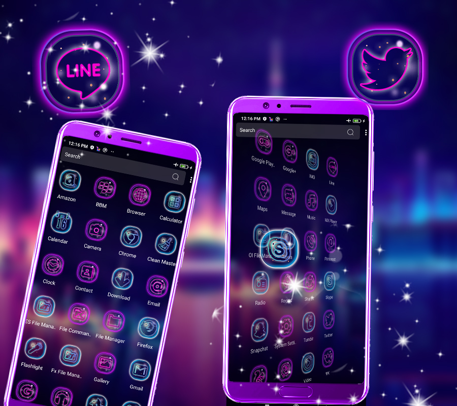 اسکرین شات 3 برنامه Neon City Launcher Theme