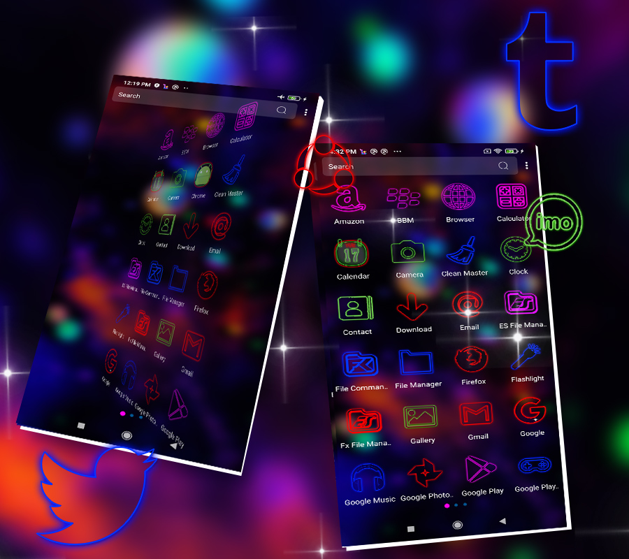 اسکرین شات 4 برنامه Neon Colorful Launcher Theme