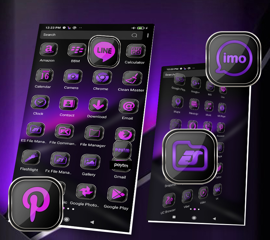 اسکرین شات 2 برنامه Purple Black Launcher Theme