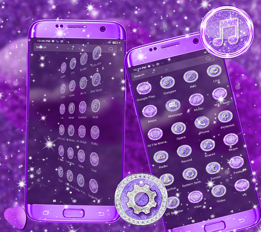 اسکرین شات 2 برنامه Purple Glitter Launcher Theme