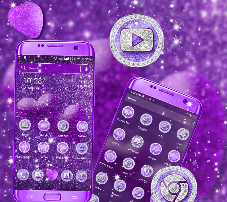 اسکرین شات 1 برنامه Purple Glitter Launcher Theme