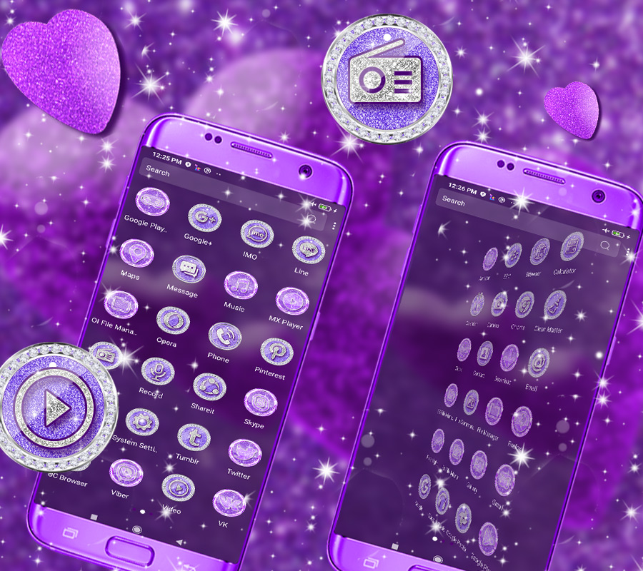 اسکرین شات 3 برنامه Purple Glitter Launcher Theme