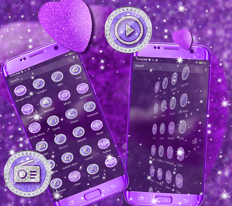 اسکرین شات 4 برنامه Purple Glitter Launcher Theme
