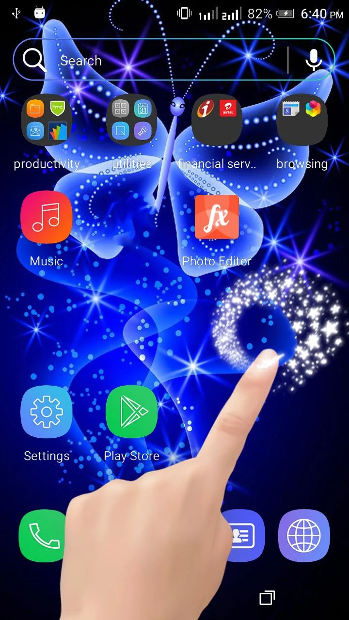 اسکرین شات 2 برنامه Neon Butterfly Particle LWP